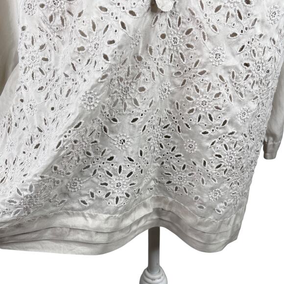 Sundance Silk Blouse Tunic Beige M Pockets Eyelet Lace Pockets - Picture 7 of 9